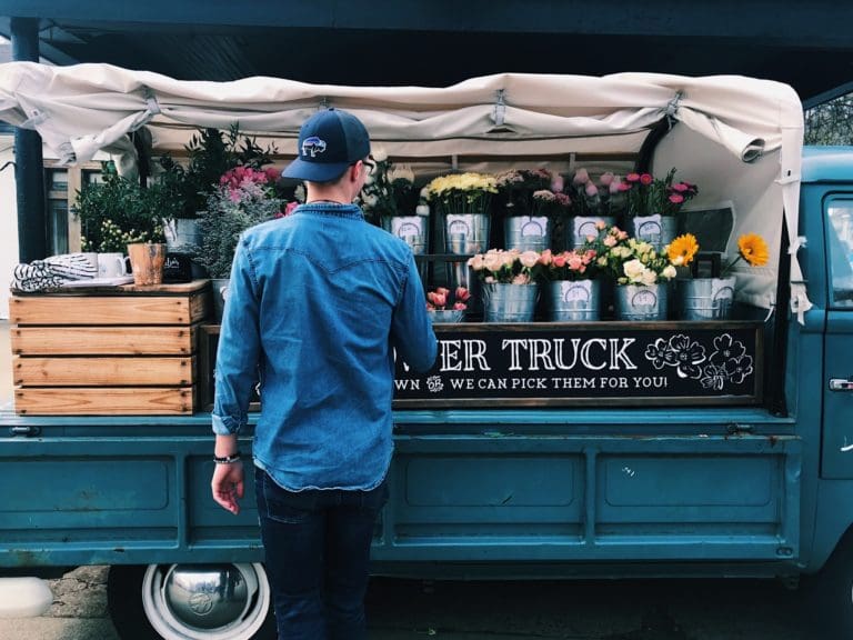 Flower delivery truck
