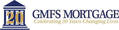 GMFS Mortgage logo (celebrating 20 years)